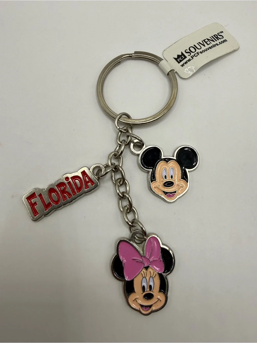 Disney World Florida Keychain Mickey Mouse and Minnie Mouse Metal Vintage NWT